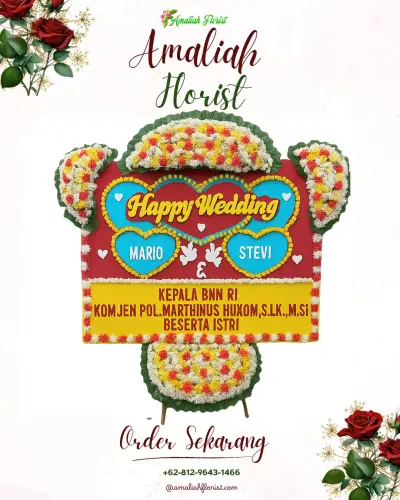 Karangan Papan Bunga Pernikahan di Passo